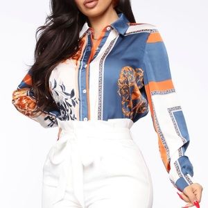 Fashion nova button down collard shirt